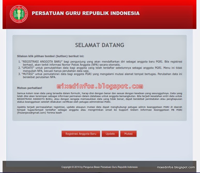 Registrasi, Update, dan Mutasi Keanggotaan PGRI Online