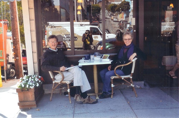 Howard and Rebecca in Retirement at a Cafe in San Francisco