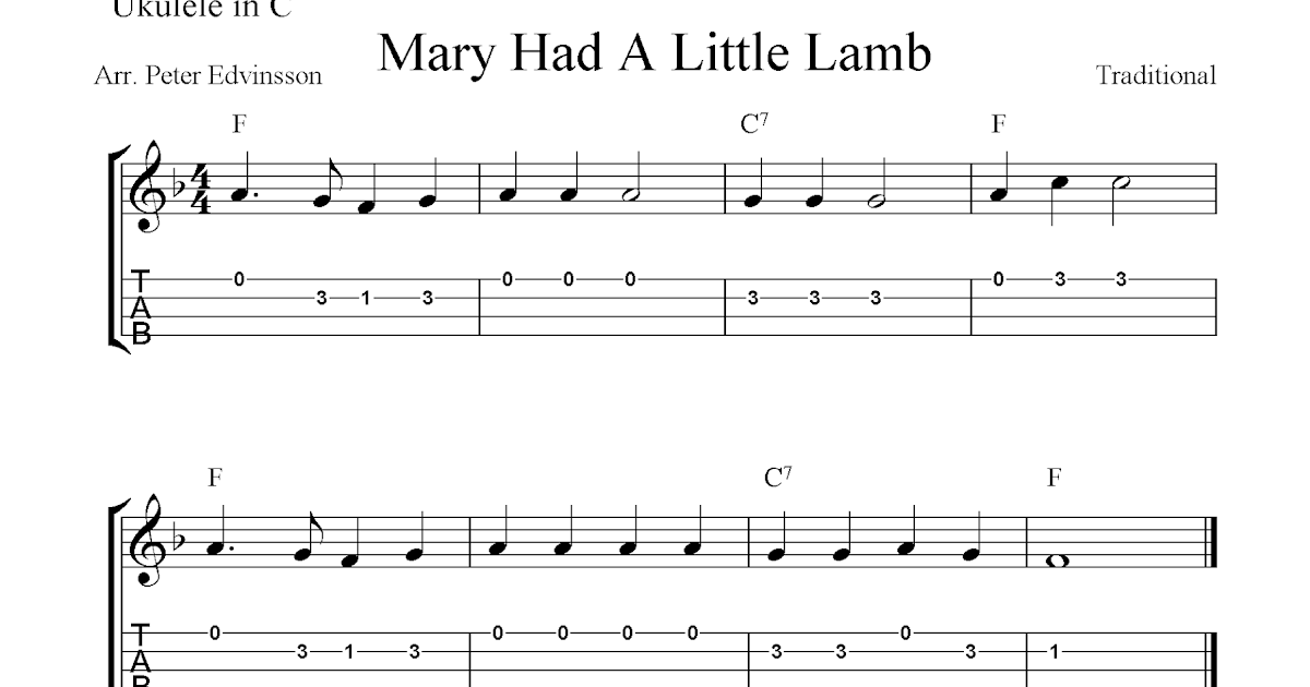 mary had a little lamb ukulele tab notes for beginners