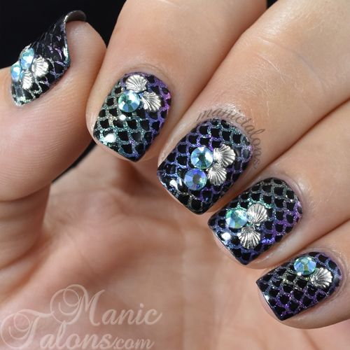 Mermaid Nails with BMC Stardust Pigments and Lily Anna Stamping