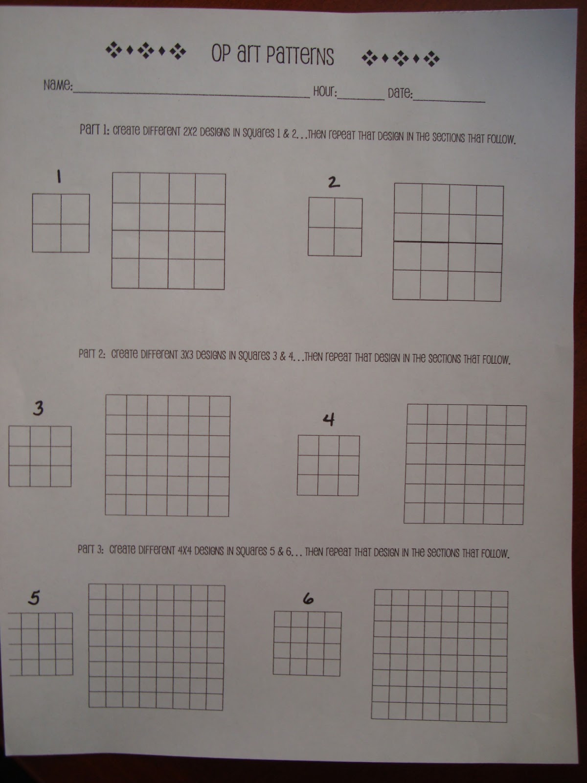 Worksheets Op Art Worksheet adventures of a middle school art teacher 7th grade op lesson from here they select one the patterns 2x2 3x3 or 4x4 and complete their design on either graph paper pre printed paper
