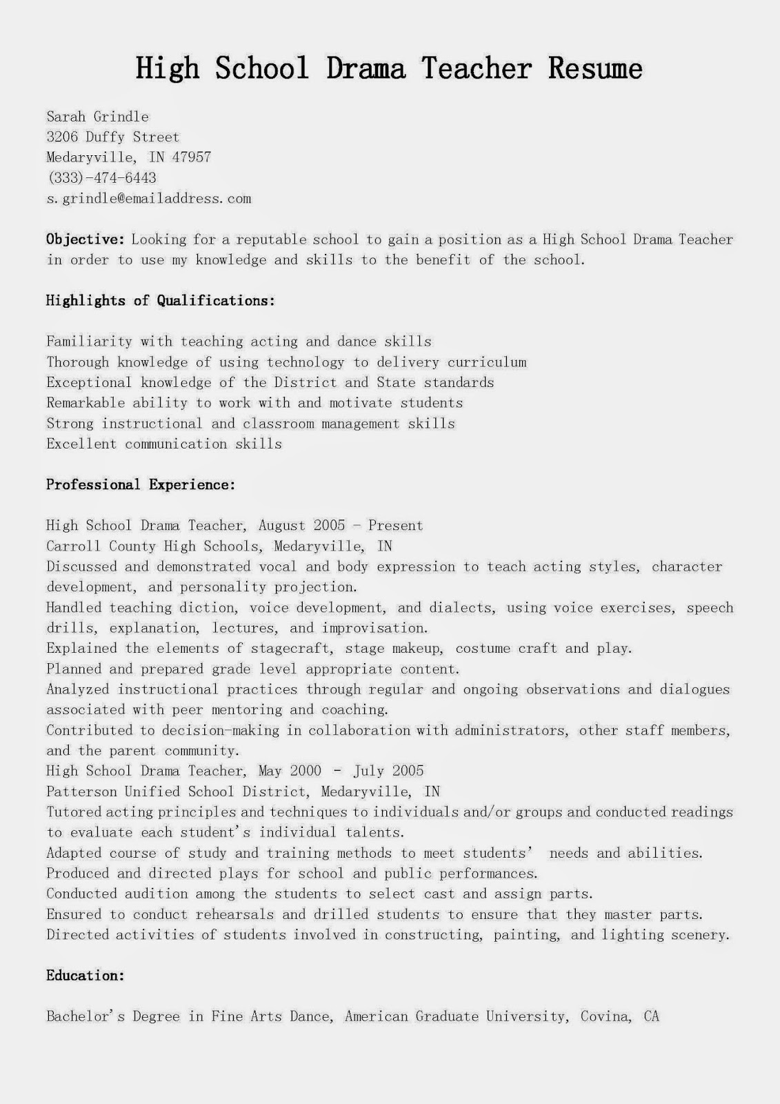 sample high school teacher resume sample high school teacher resume 0131