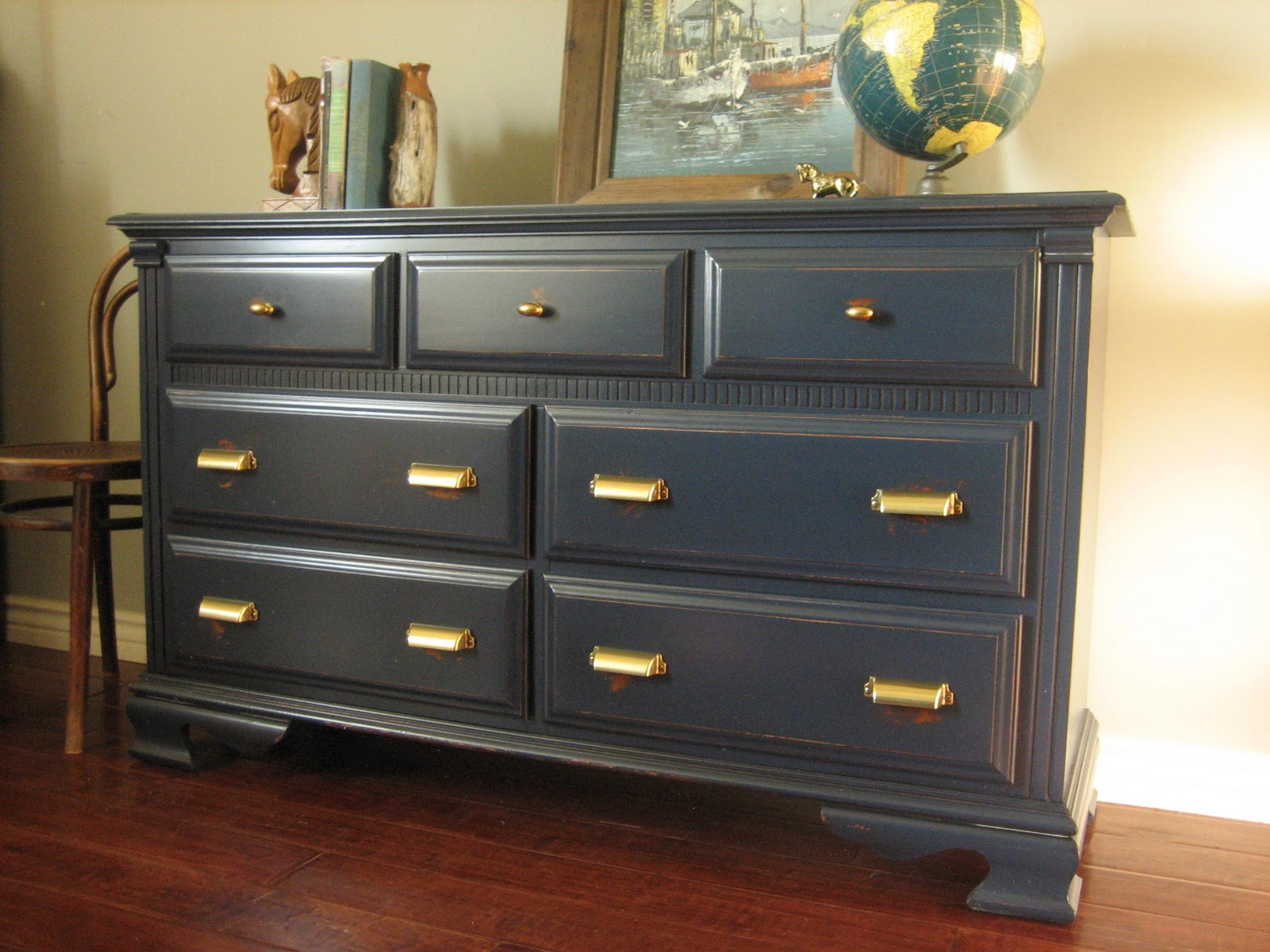 Navy & Brass Dresser