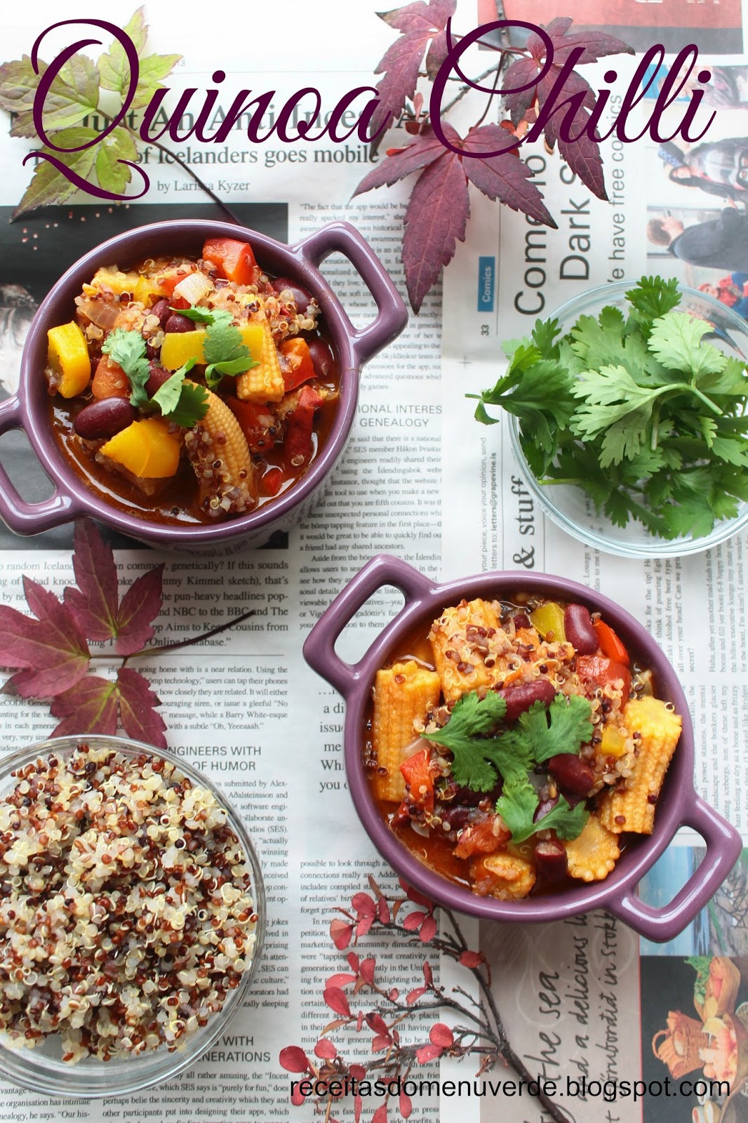 Receitas do Menu Verde Chili de quinoa Quinoa Chilli