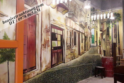 vẽ tranh tường tranh tường quán cafe