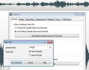 Set audio sample rate in WavePad audio editing software