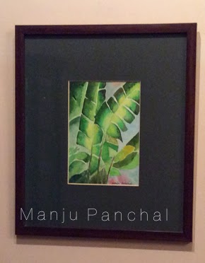 water colour painting of banana leaf by manju panchal