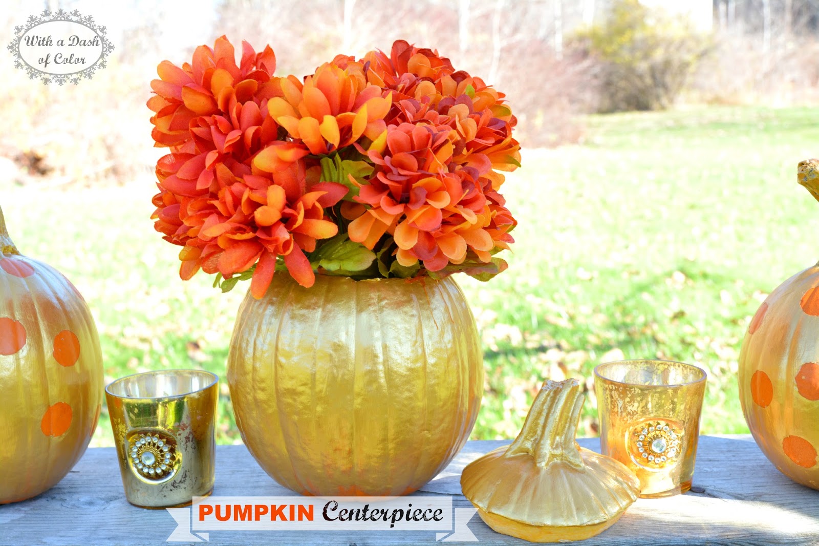 With a Dash of Color Polka Dot Thanksgiving Centerpiece