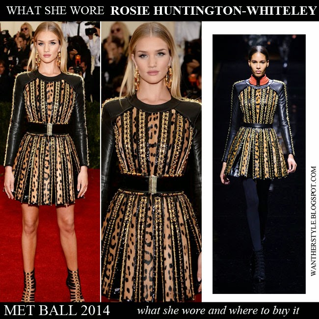 WHAT SHE WORE: Rosie Huntington-Whiteley in belted leather and leopard