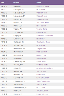 BELIEVE TOUR SCHEDULE