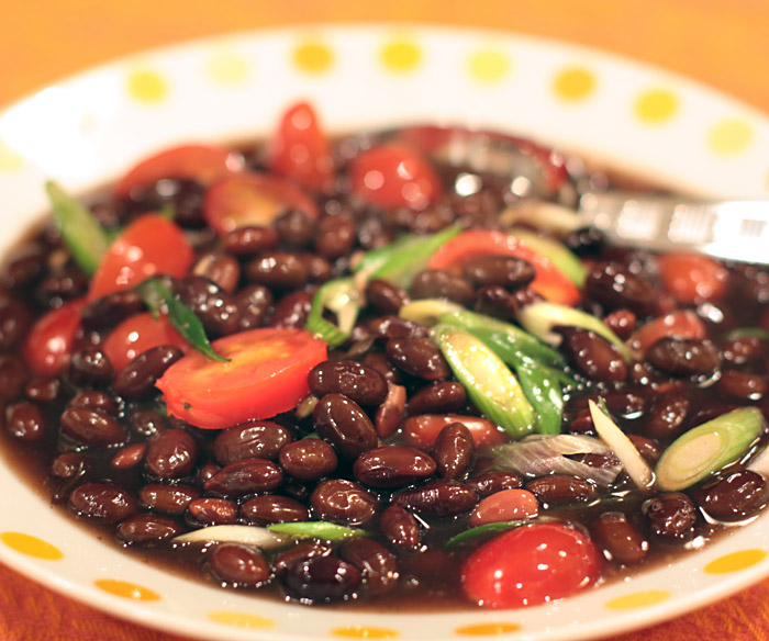 Andrea's Easy Vegan Cooking Black bean masquerade glazed black soy beans