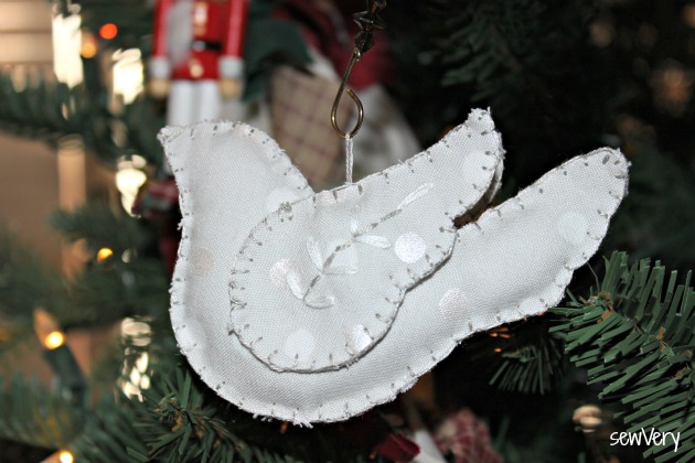 Peace Dove Ornament, made by Veronica using Betz White's pattern.