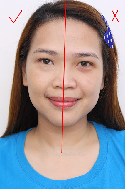 a before and after photo using Make Up For Ever ULTRA HD Foundation