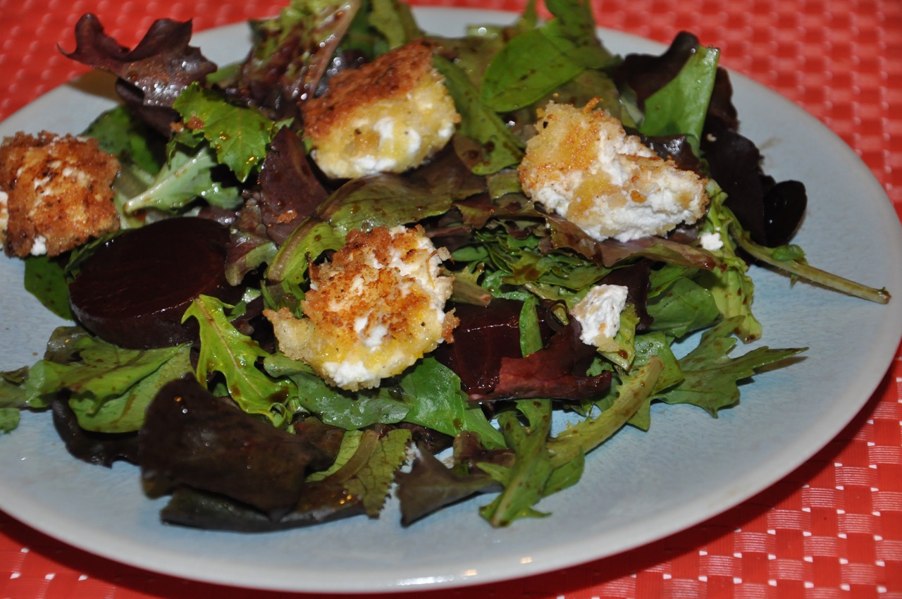 Living Deliciously in SoCal Cook Fried Goat Cheese and Beet Spring Salad