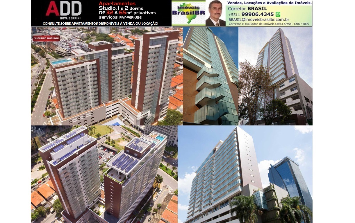 ADD Nova Berrini  Apartamentos novos de 1 e 2 dorms. ao lado do Shopping Morumbi, São Paulo-SP
