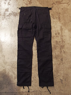 engineered garments matt pant in black coated heavy twill