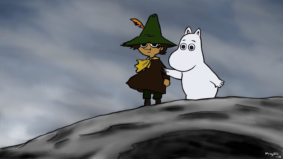 Moomintroll and Snufkin by Tove Jansson.