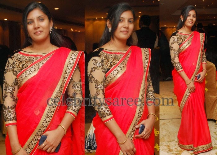 transparent neck blouse