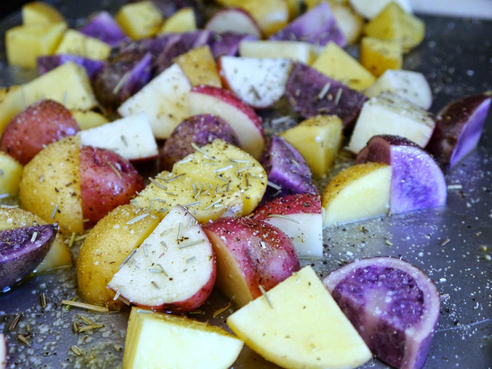 Conscious Eatery GarlicRosemary Roasted TriColor Potatoes