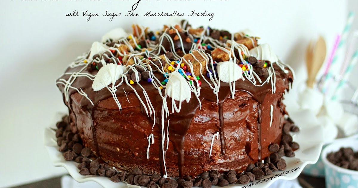 Feeding My Addiction Chocolate Cookie Dough Cake with Vegan Sugar Free