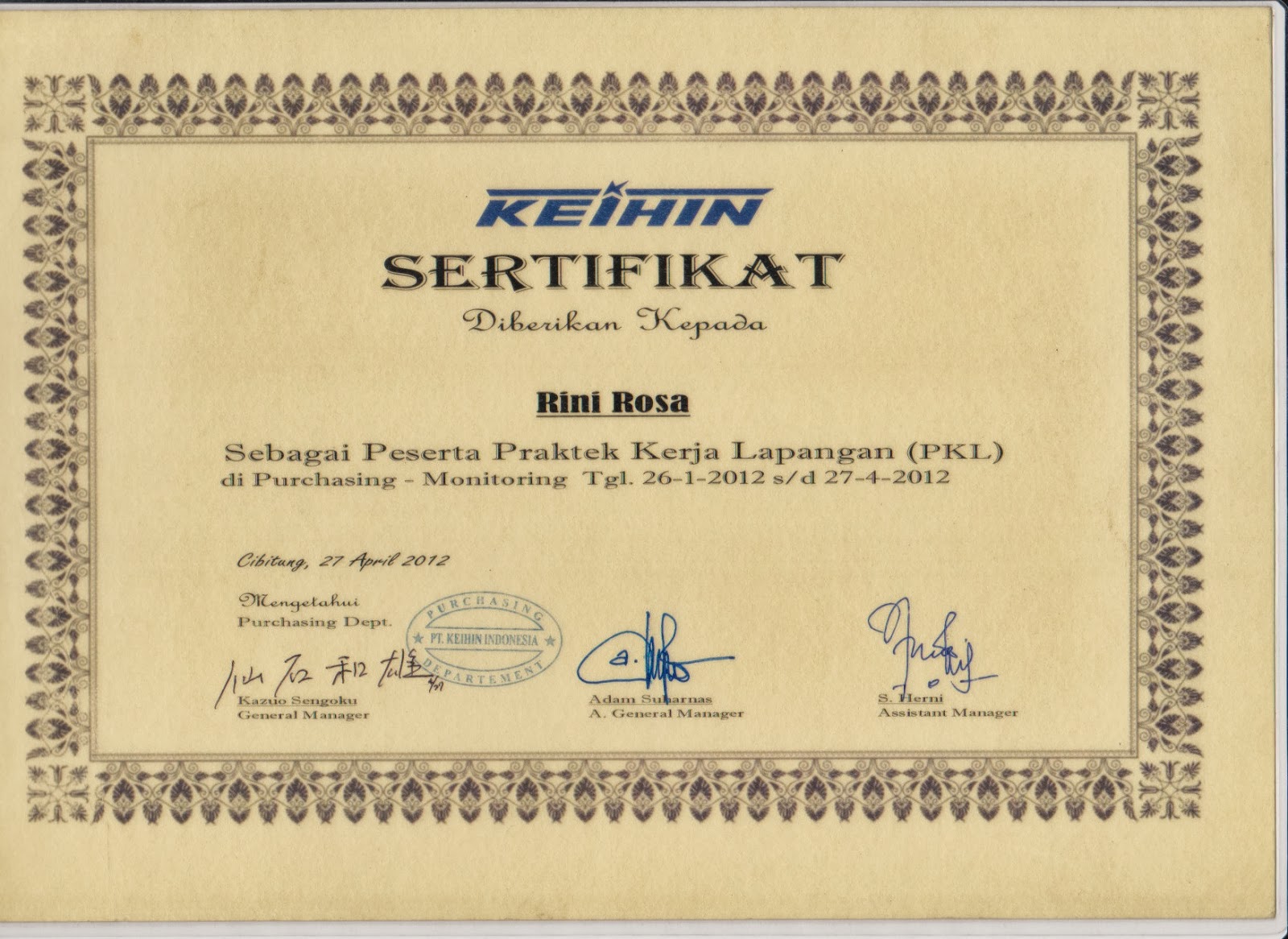 gudang ilmu Sertifikat Praktek Kerja Lapangan