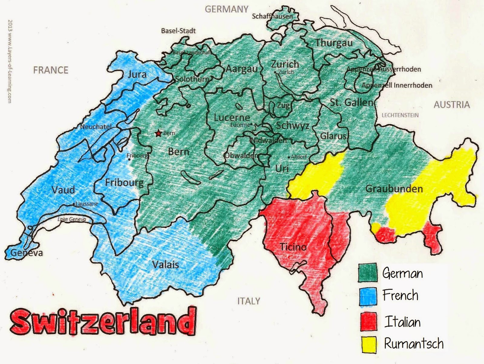 Switzerland Map Languages