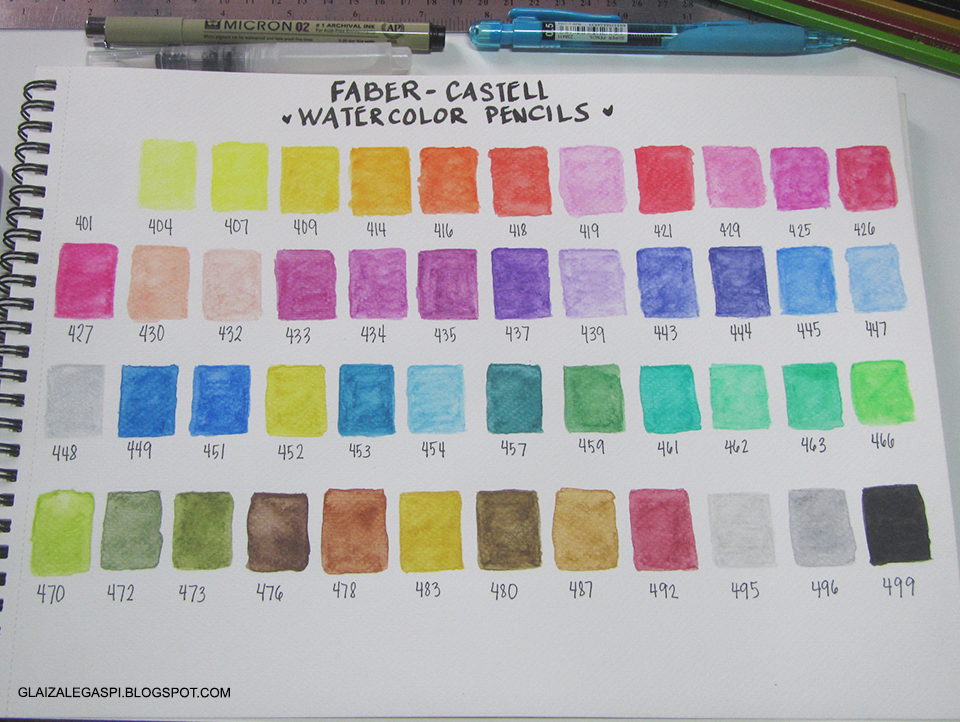 Faber Castell Watercolor Pencils Color Chart