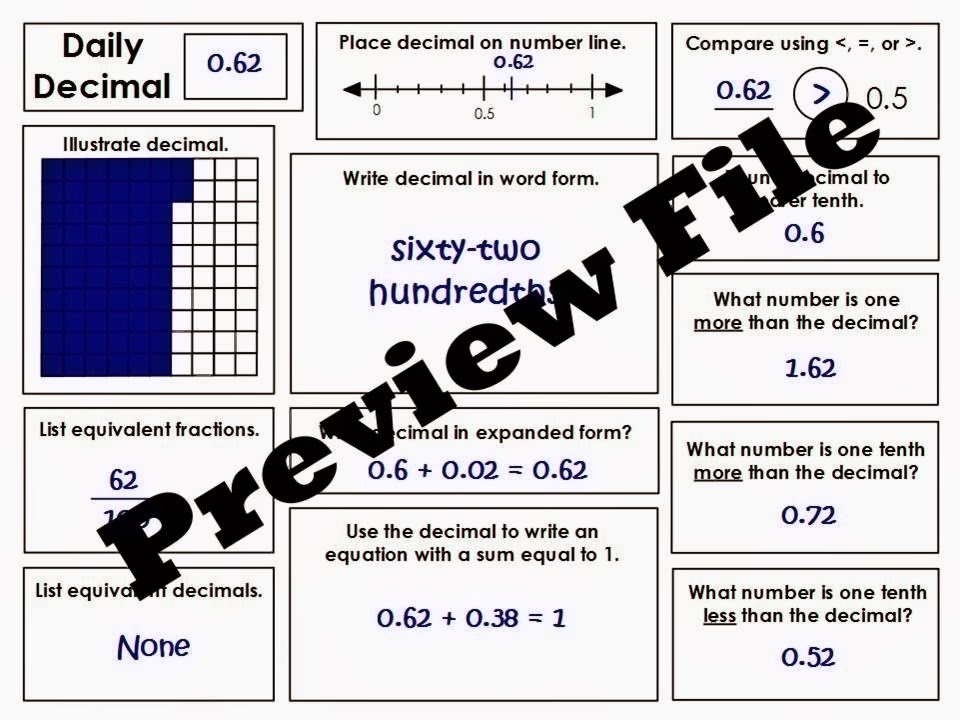 Tales from a Fourth Grade MathNut: Daily Decimal