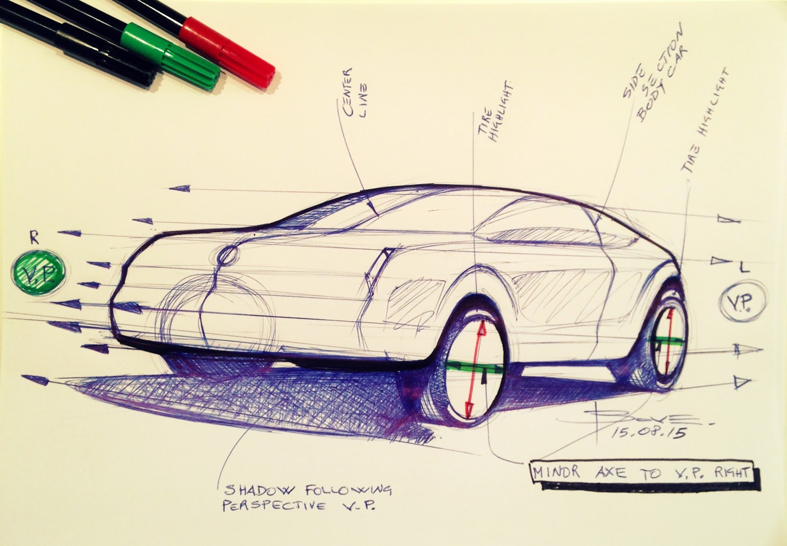 Drawing wheels in perspective. Car sketching tips. | Car Design