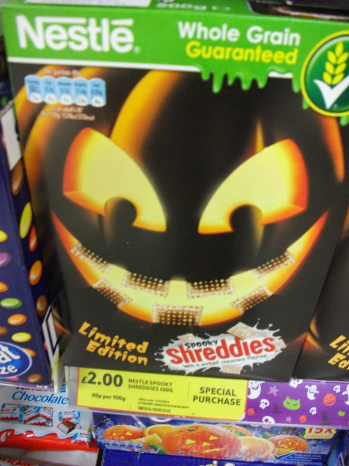 Halloween Stuff Tesco Slime Cookies, Chocolate Skulls, Krispy Kreme