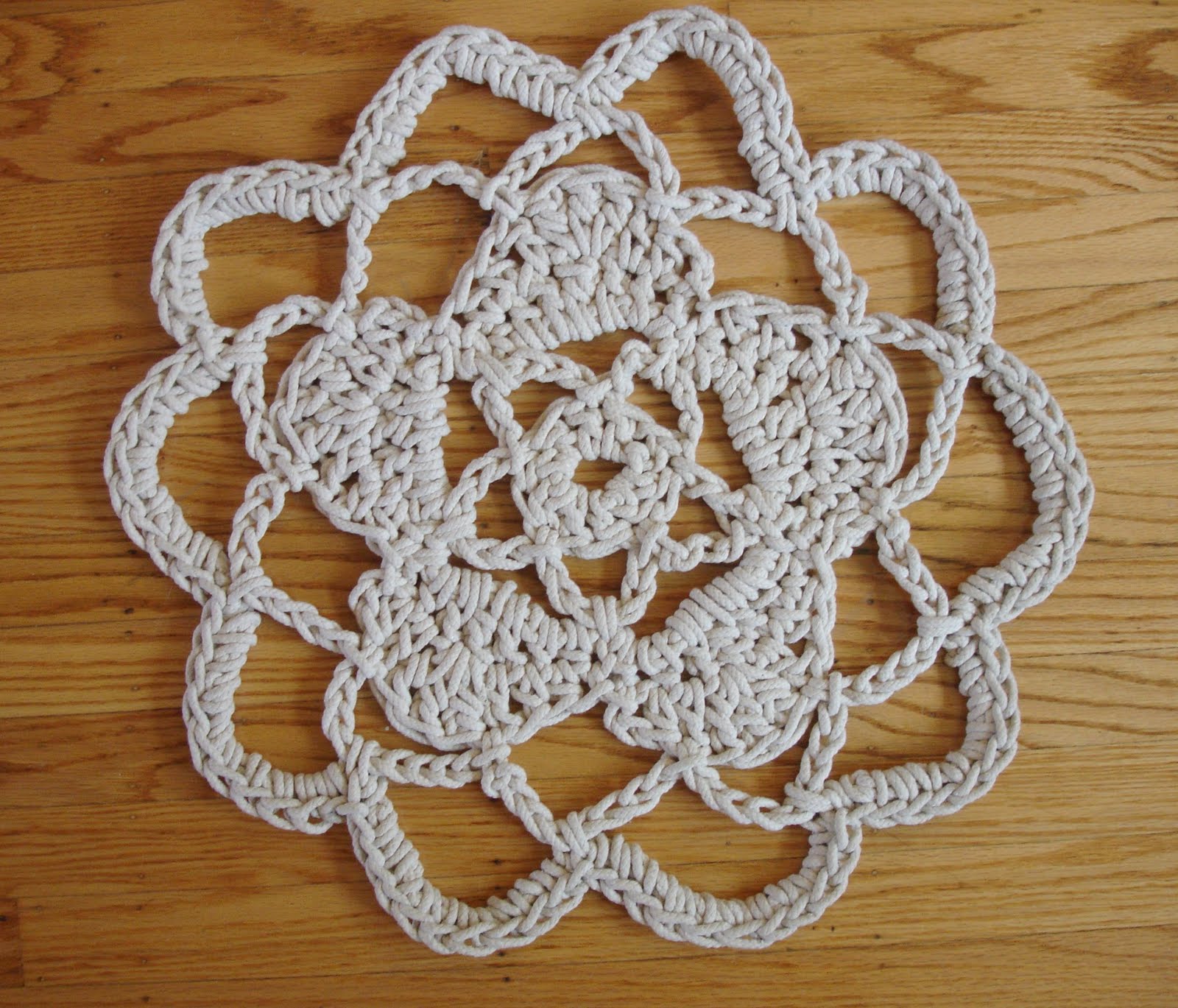 field wonderful yarn along rope doily rug