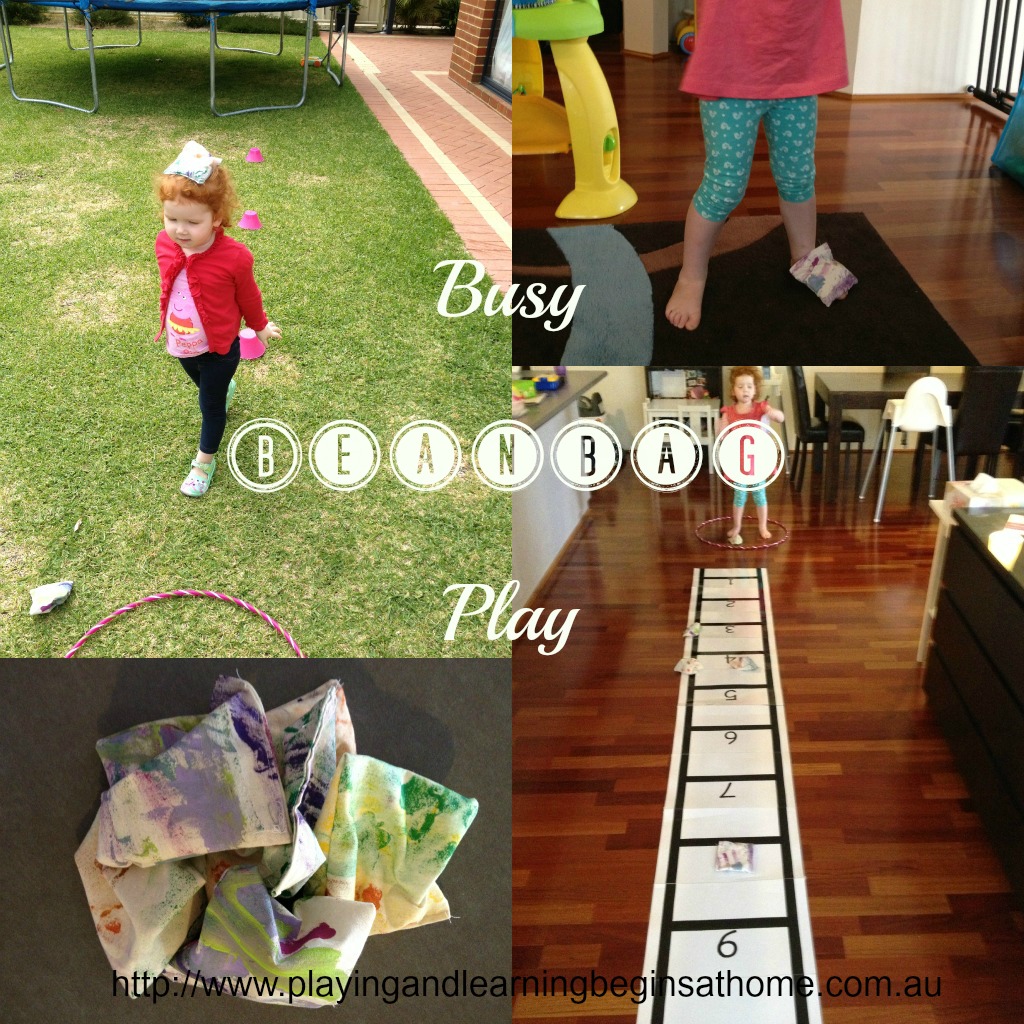 Playing and Learning Begins at Home Busy Bean Bag Play!