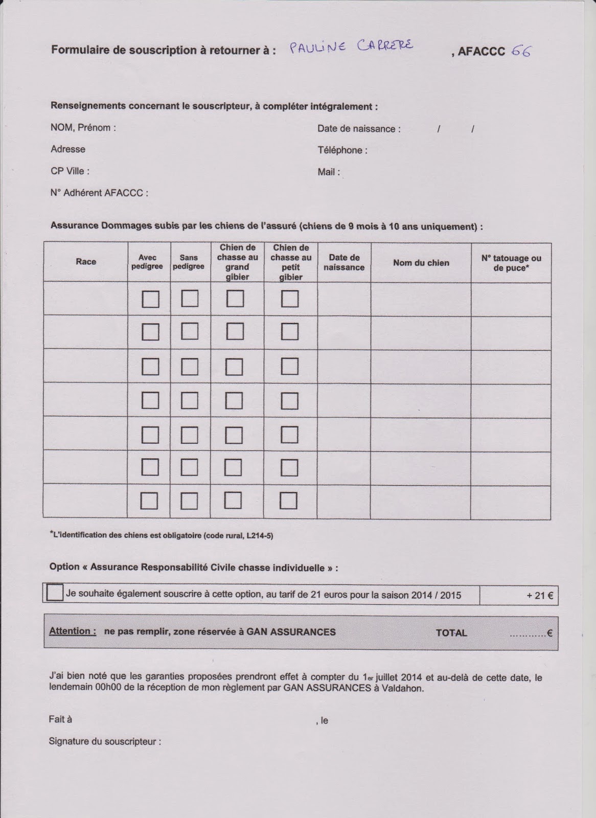 AFACCC 66: Assurance GAN chiens AFACCC 66: Assurance GAN chiens