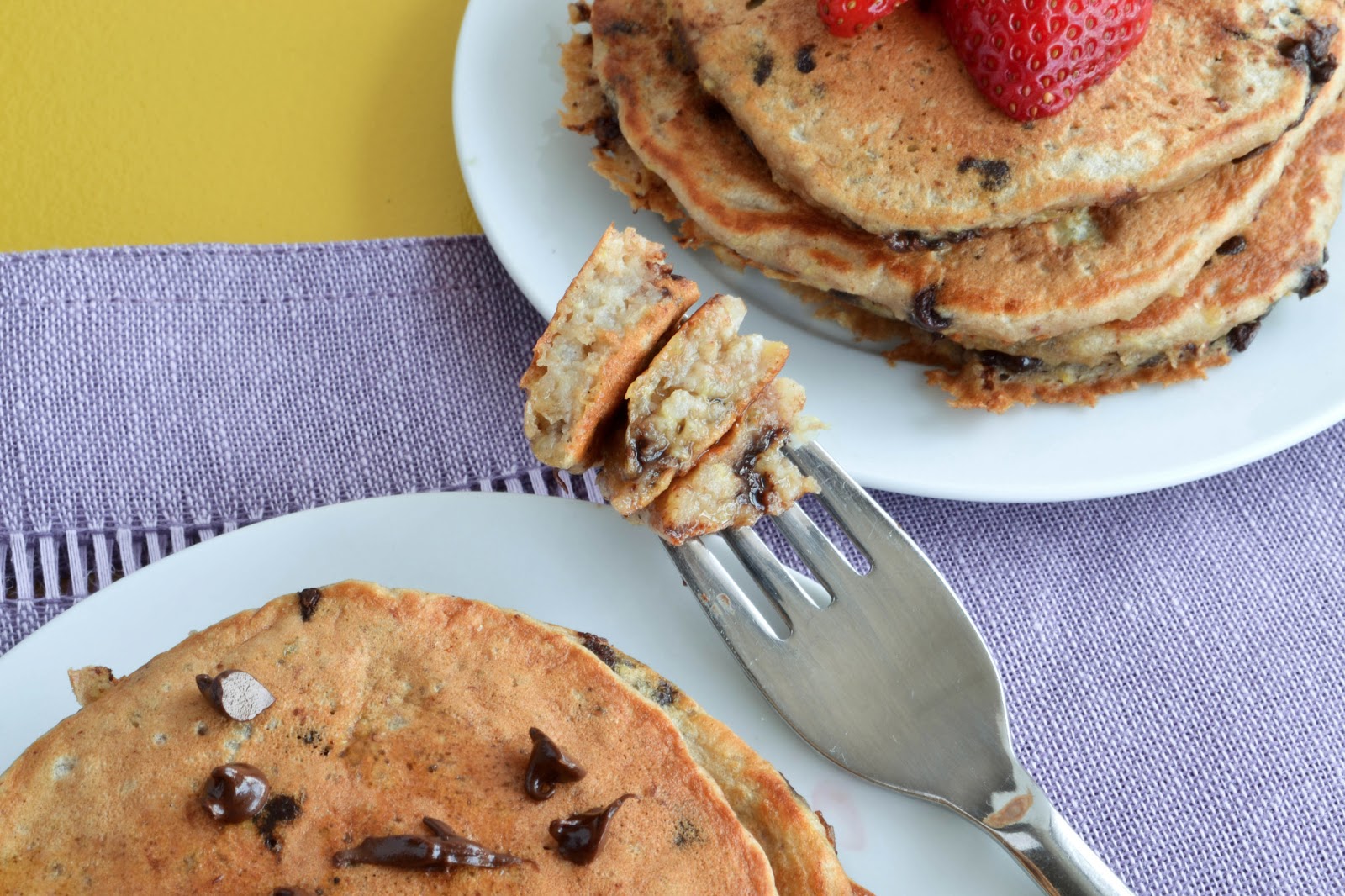 Chocolate Chip Banana Quinoa Pancakes She Bakes Here