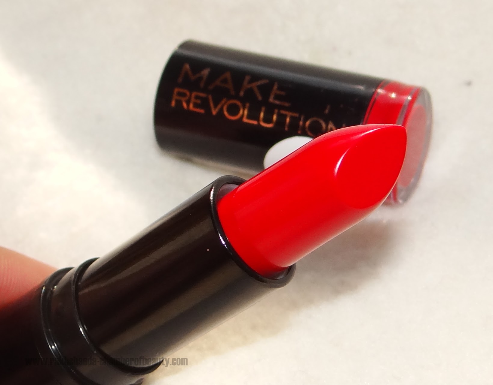 Makeup Revolution Amazing Lipstick in Atomic Ruby - Review & Swatches