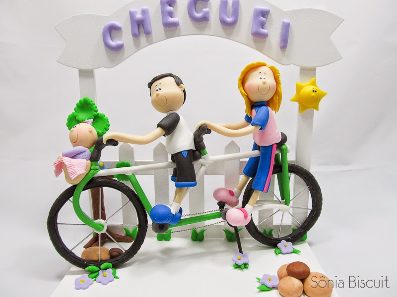 Quadro Porta de Maternidade Cheguei Biscuit Cliclistas Bicicleta