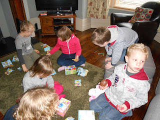 kids on a green carpet