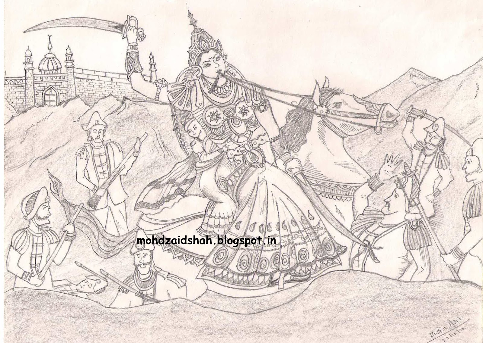 the sketching hands jhansi ki rani maharani laxmi bai