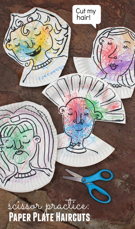 Paper Plate Haircuts (Scissor Practice with Kids!) Pink Stripey Socks