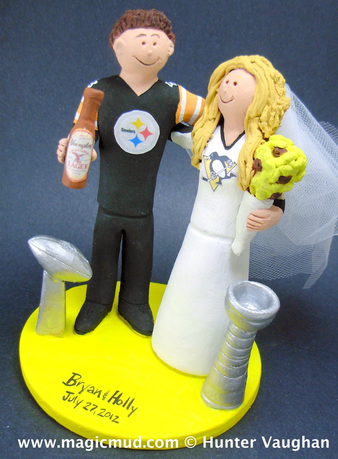 custom wedding cake toppers Steelers Groom Marries Penguins Bride