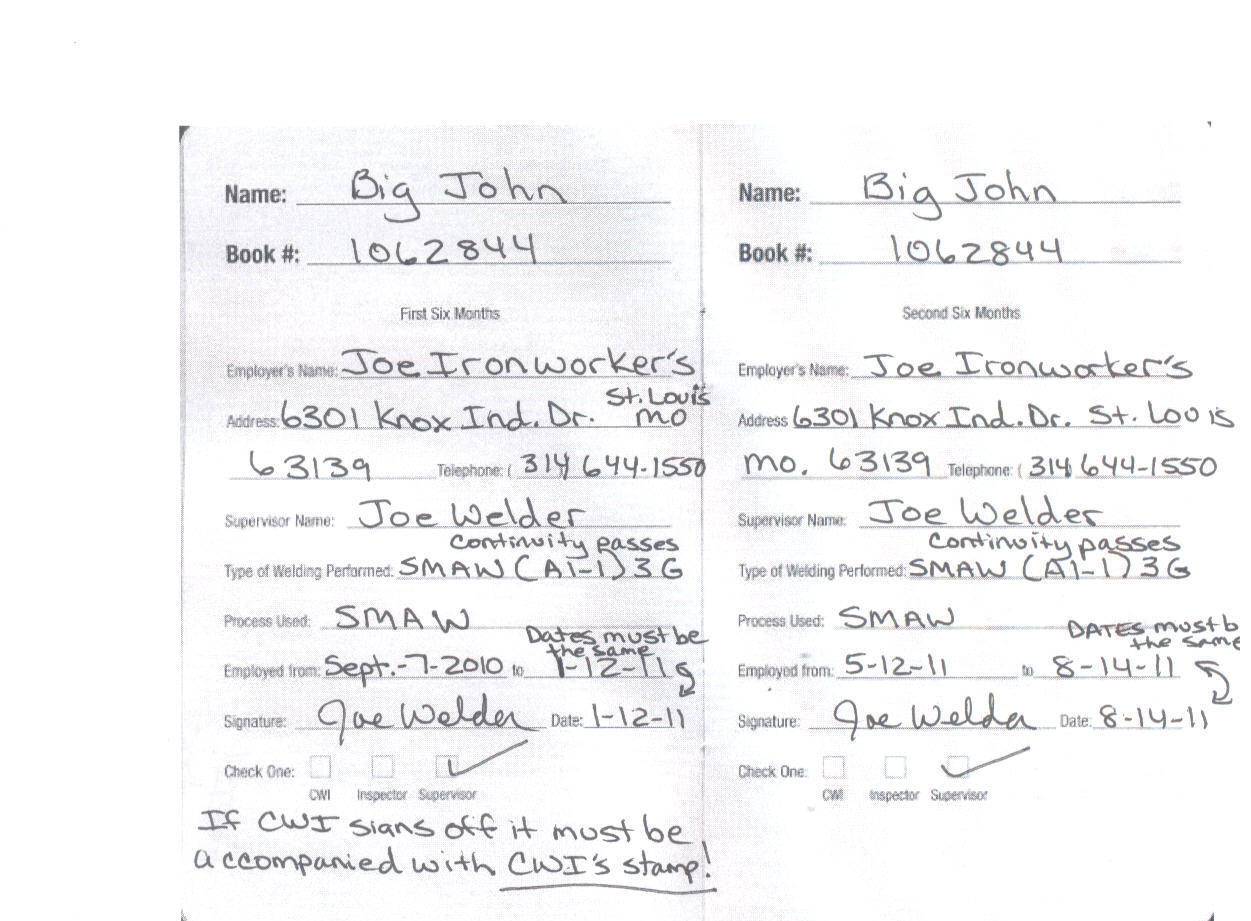 Ironworkers Local 396 Apprenticeship Weld Cert Renewal Information