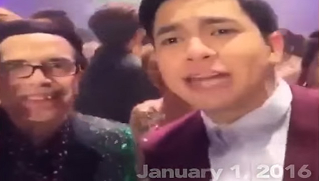 Alden greeting Kuya Germs during the GMA New Year Special 2016.