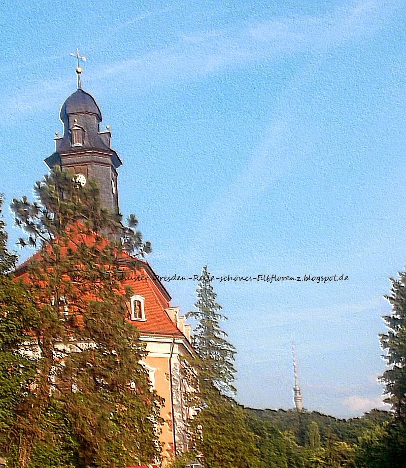 Elbhangfest Veranstaltung in der Loschwitzer Kirche Loschwitz-Kirche mit Blickk auf den Dresdner Fernsehturm