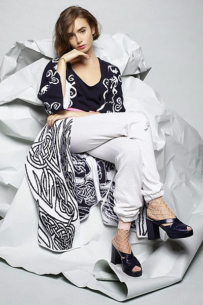 Lily Collins in Karl Lagerfeld's photo shoot for Barrie Knitwear - news-4y