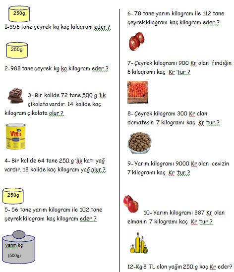 3 Sinif Matematik Tartma Etkinlikleri Matematik Tr