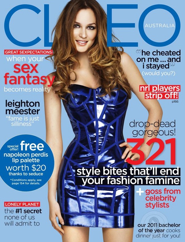 Leighton Meester goes blue for the cover of Cleo Australia