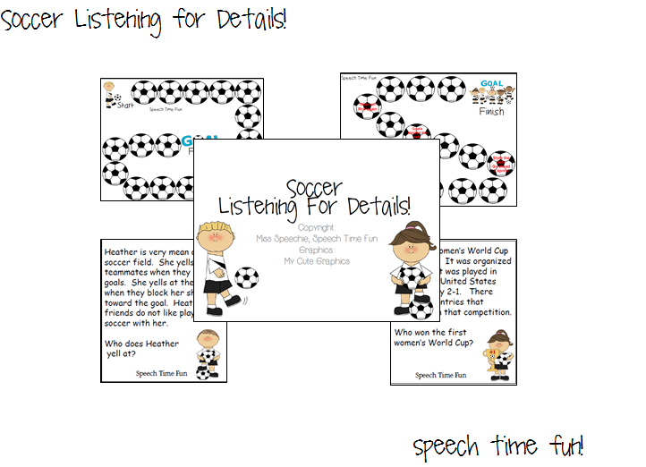 Soccer Listening For Details! Speech Time Fun Speech and Language