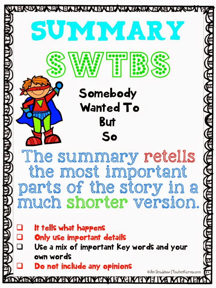 FREEBIE!  Summary Super Hero!  Summary Writing with TeacherKarma.com