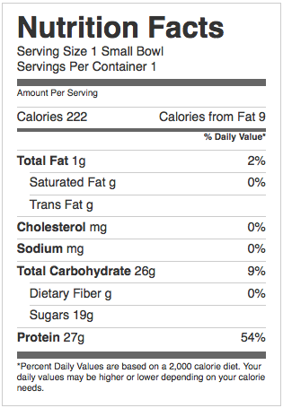 Buff Dudes Protein Fluff Nutritional Contents