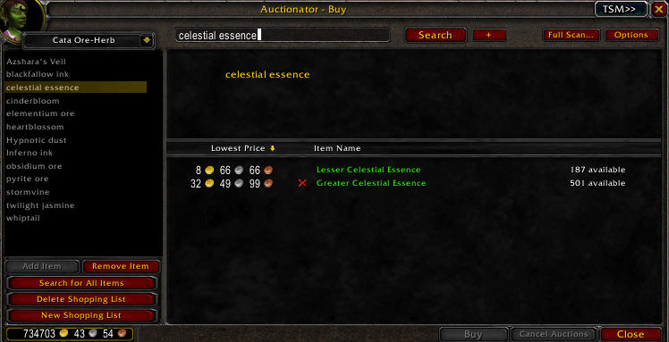 I pull up on Auctionator Buy